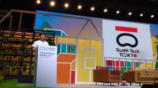 写真:SusHi Tech TokyoのPRを行う宮坂学 氏